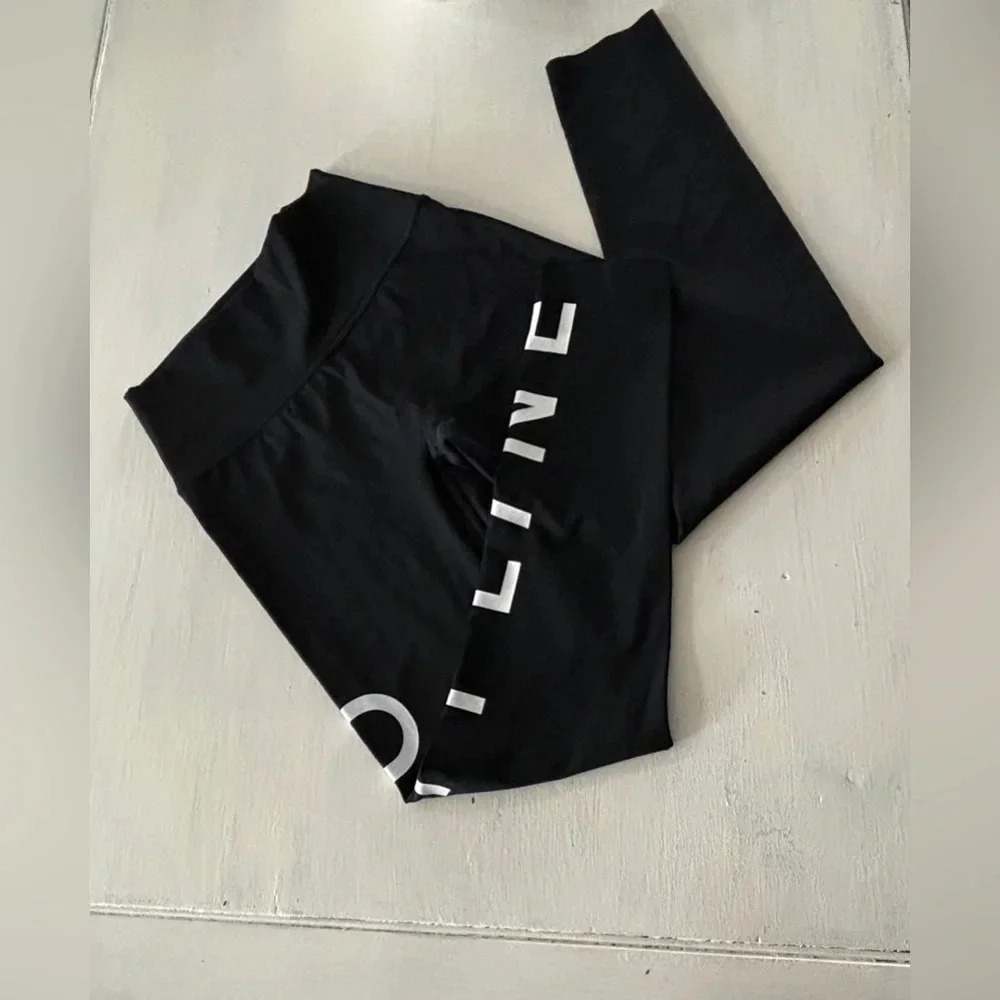 AERIE Offline Women’s Black Logo Goals 7/8 Hi-Rise Athletic Leggings SZ M (E13) - Picture 2 of 9